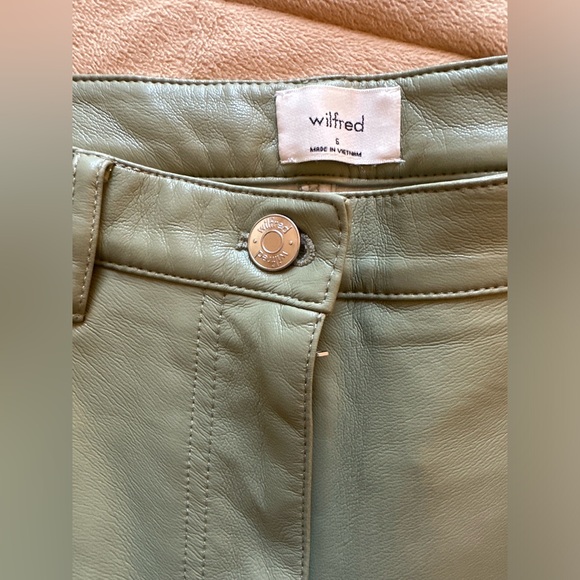 Aritzia Wilfred Meilna Cropped Vegan Leather Pant Sage Green Sz 6 - Picture 6 of 10